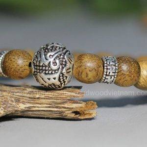 Natural Agarwood Mala Bead Bracelet For Baby - Anti Ghost - Mix Charm Silver 925 - OM MANI PADME HUM - oudwoodvietnam.com