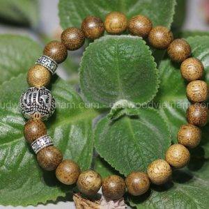 Natural Agarwood Mala Bead Bracelet For Baby - Anti Ghost - Mix Charm Silver 925 - OM MANI PADME HUM - oudwoodvietnam.com